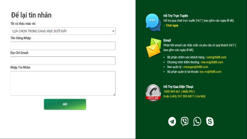 Liên hệ FB88: Hỗ trợ khách hàng 24/7 nhanh chóng, tiện lợi 3 Dùng ngôn ngữ rõ ràng chỉn chu